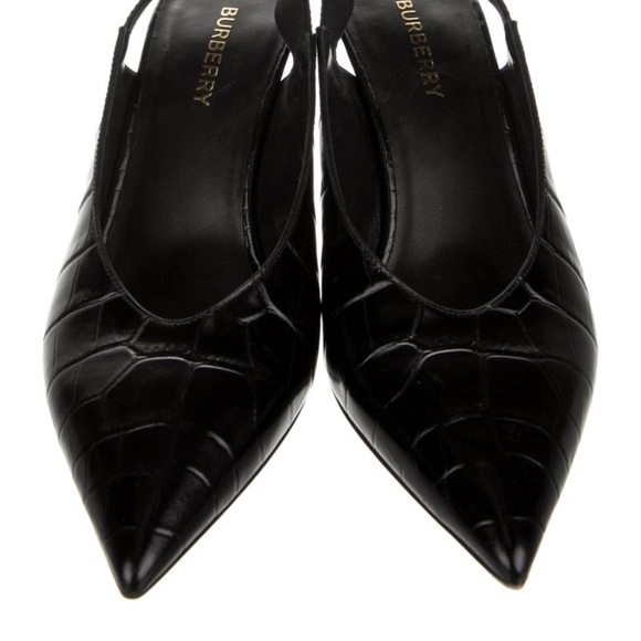 Burberry Black Leather Slingback Heels - Picture 3 of 9